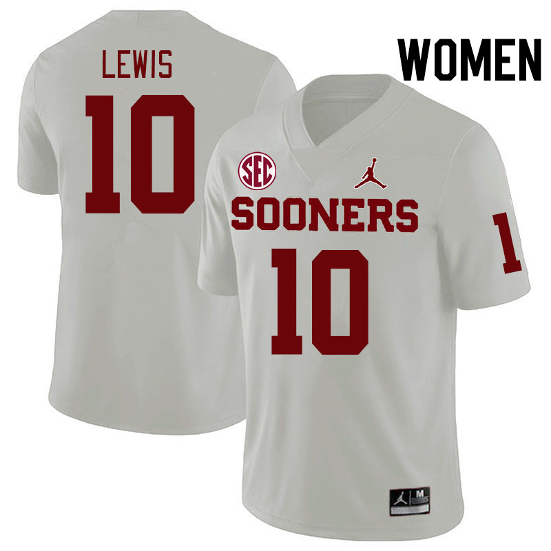Women #10 Kip Lewis Oklahoma Sooners 2024 SEC Conference College Football Jerseys-White